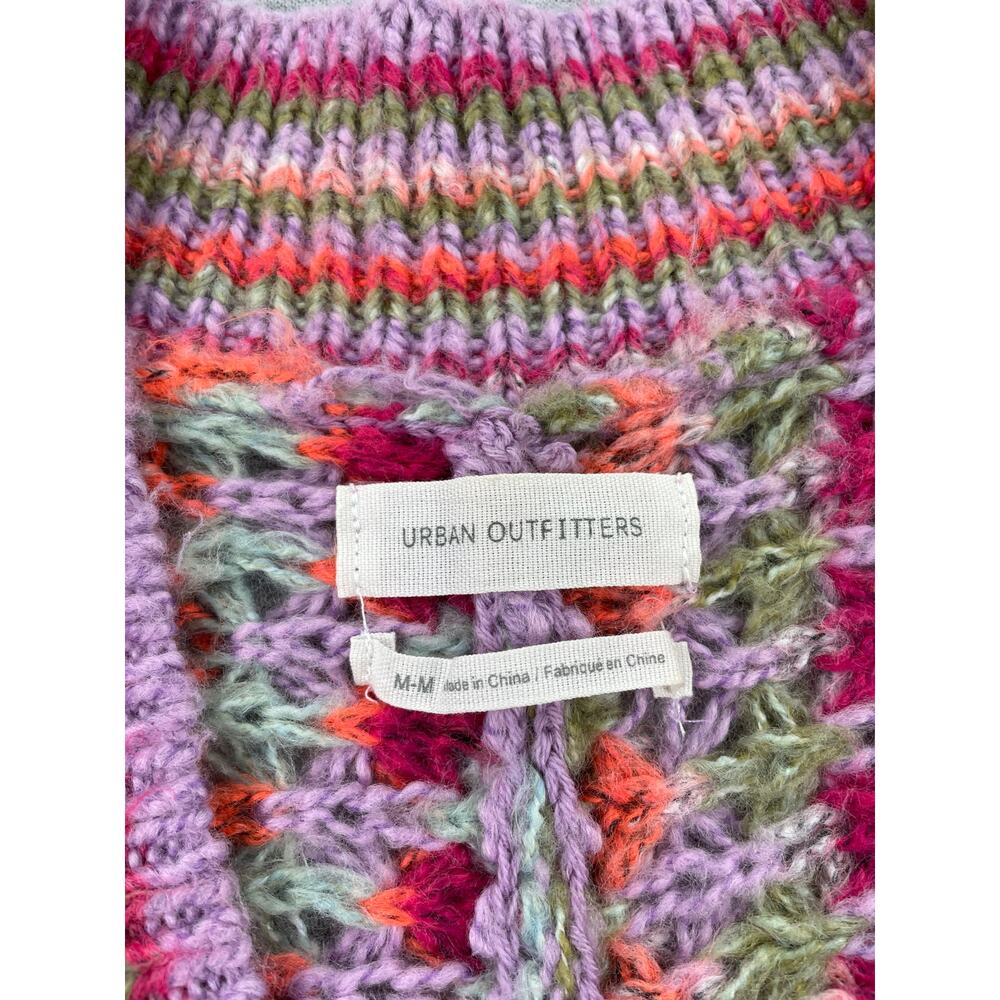 Urban Outfitters Nora Multicolored Cardigan Womens M Pink Purple Crochet Cropped - Picture 4 of 10